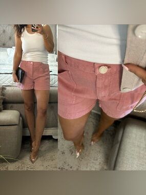 New๐ฉท Sunset Blush/salmon Linen Blend Shorts